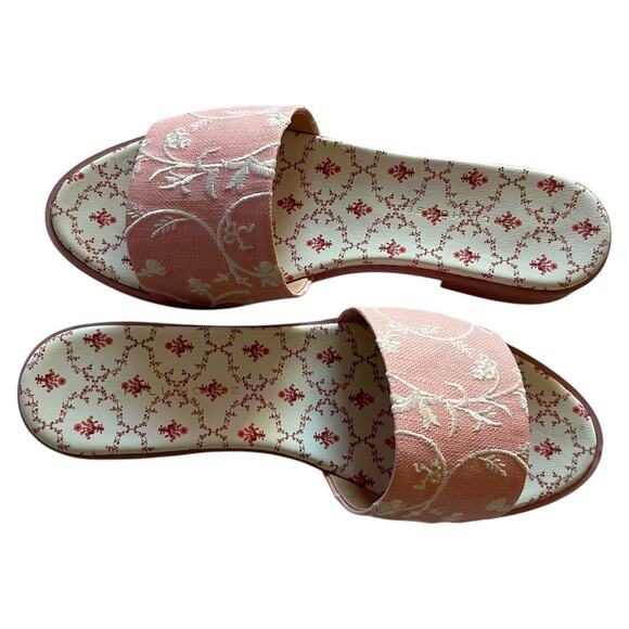 Hill House The Summer Slide Sandals In Pink Embroidery Size 11 US - Picture 1 of 6